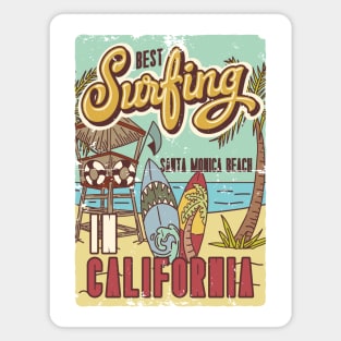 Surfing Santa Monica Beach Magnet